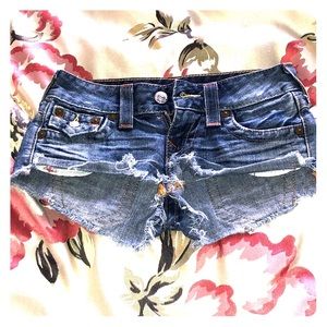 True Religion Joey Cut-Off Denim Shorts